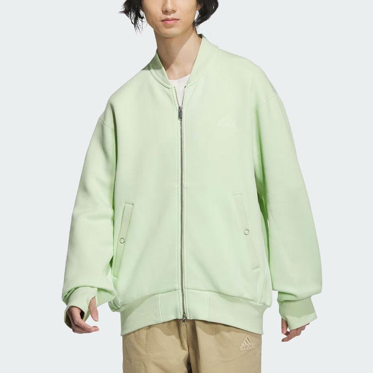 Adidas Spacer Bomber Jacket Solid Color Loose Fit Flight Sports Casual Jacket Men Jacket Lime-Green JJ3790