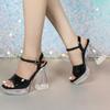 New 12CM Fashion Wedding Sexy Car Model Transparent Thick Heel Crystal Square Head Non-slip Sandals
