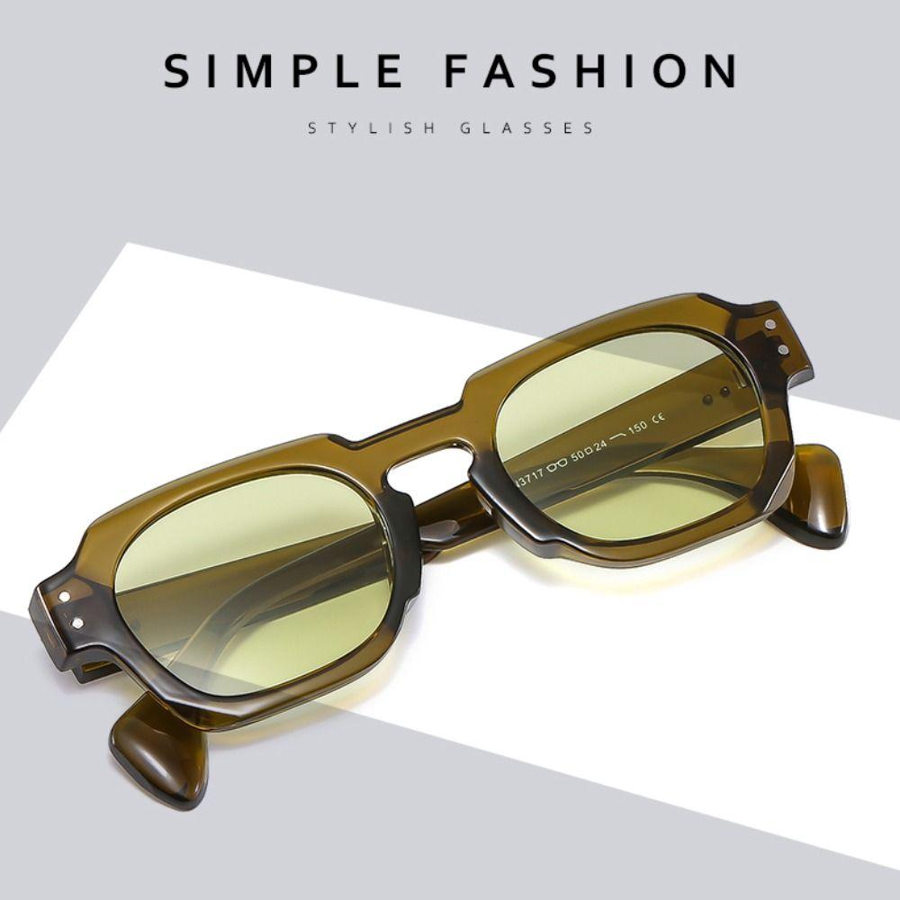 Retro Punk Women'S Square Sunglasses Uv400 Protection  Rivets Sun Glasses Small Shades For Beach/Travel/Streetwear