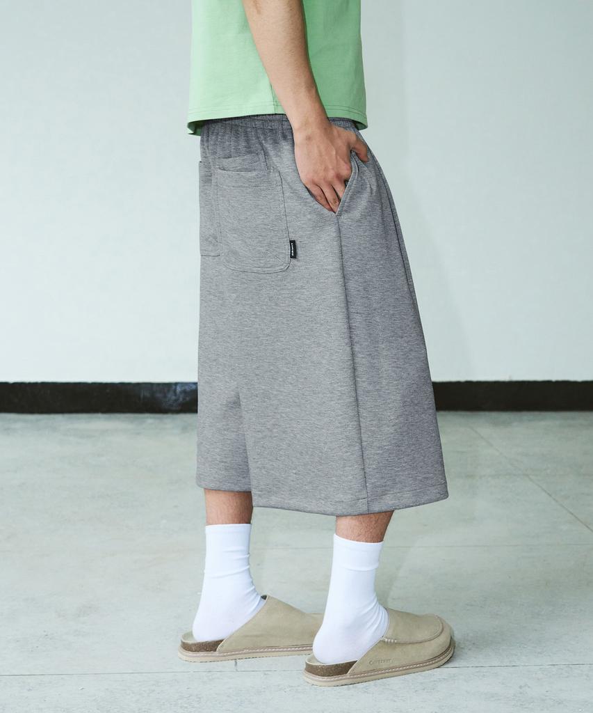Awodeijeu Double Pocket Elastic Bermuda Sweatpants [Melange Grey]