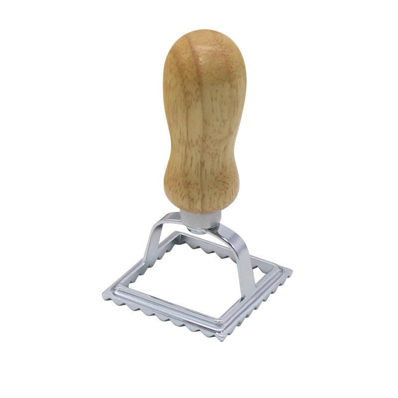 Zinc Alloy Biscuit and Dumpling Edge Embossing Cutter with Wooden Handle