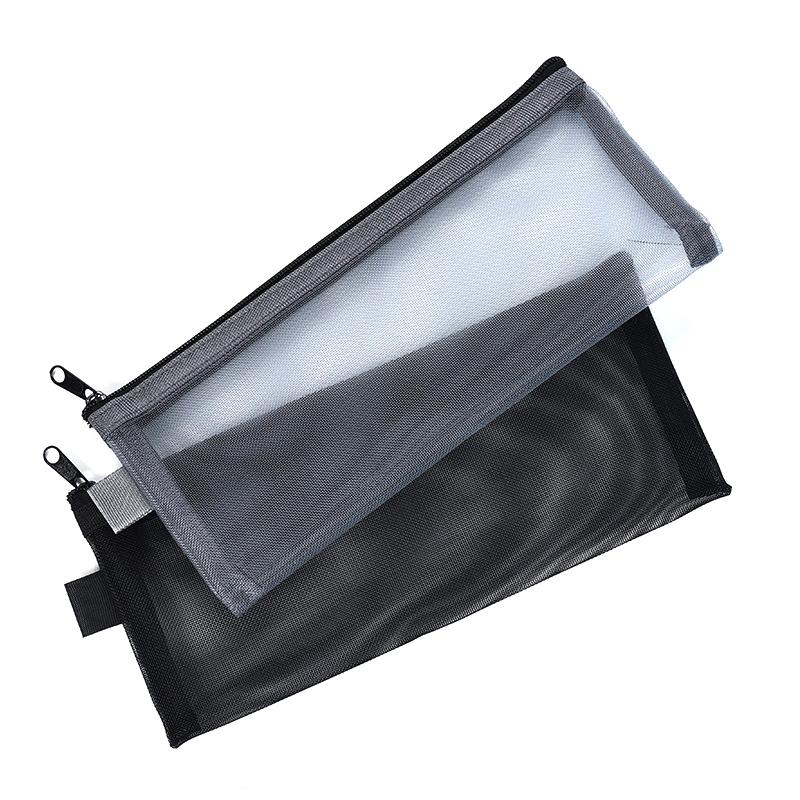 1Pc Transparent Mesh Pencil Case Office Student Pen Bag Pen Box Bill Storage Bag