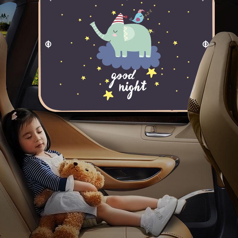 Universal Cartoon Car Sun Shades for Side Windows - Children's Heat Insulation Curtains with Suction Cups