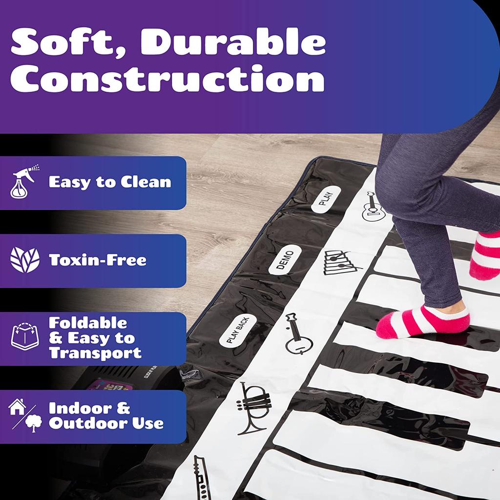 Tapete de piano infantil com 24 teclas, 4 modos de jogo exclusivos, 8 sons de instrumentos musicais | Tapete musical para teclado e brinquedos |