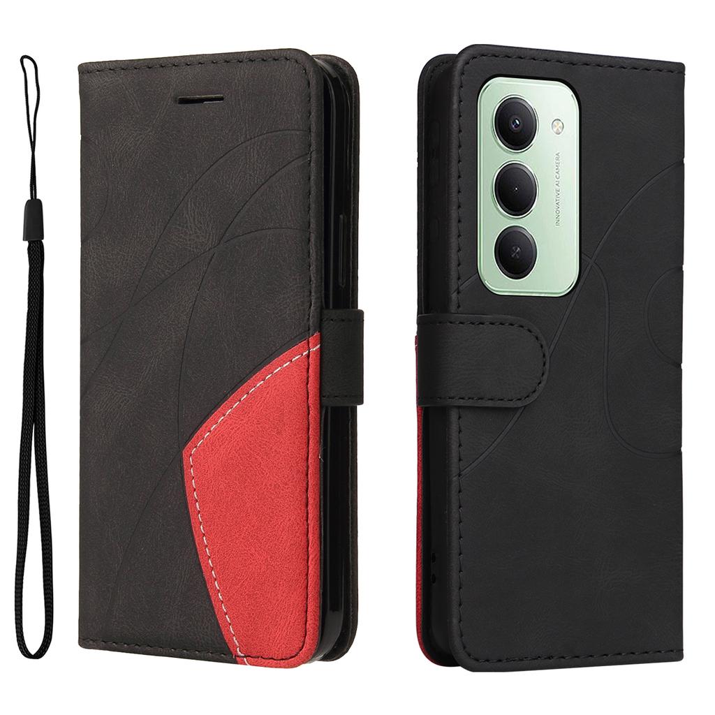 Pro Xiaomi Redmi 15 4G (EU) (171 mm) Kožené pouzdro na telefon Stojan Peněženka s dvoubarevným prošívaným designem