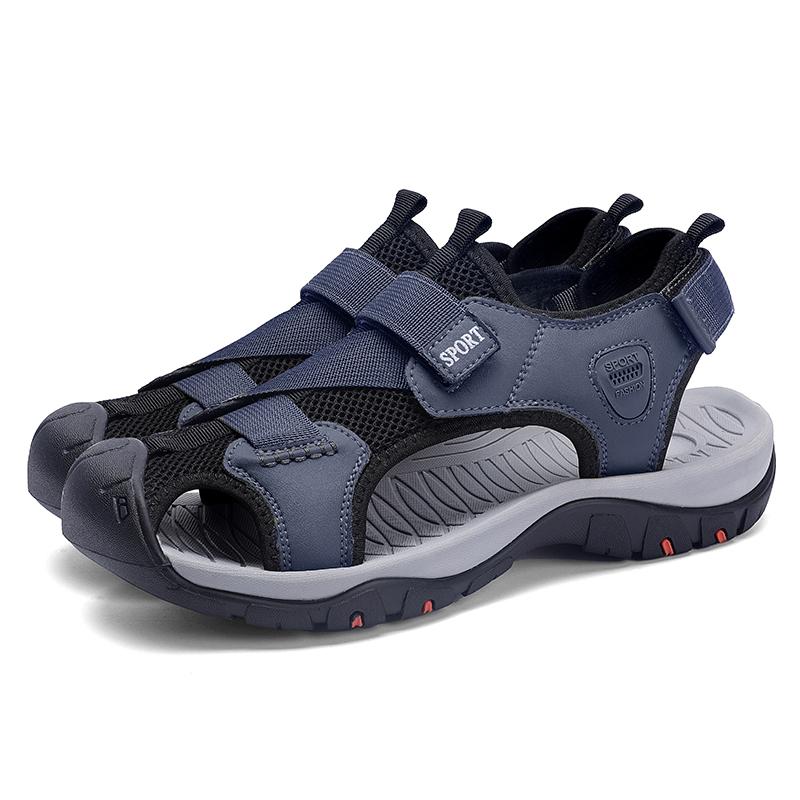 

Большие размеры 38-46, летние модные классные мужские сандалии, повседневная дизайнерская пляжная обувь, высококачественные туфли для вождения для мальчиков, бесплатная доставка 38 синий