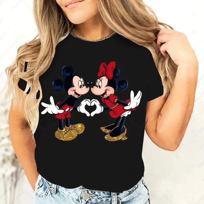 

MINISO Новая женская футболка с леопардовым принтом Микки Мауса для мальчиков и девочек Повседневная семейная женская одежда Милая футболка с короткими рукавами Y2k 3XL