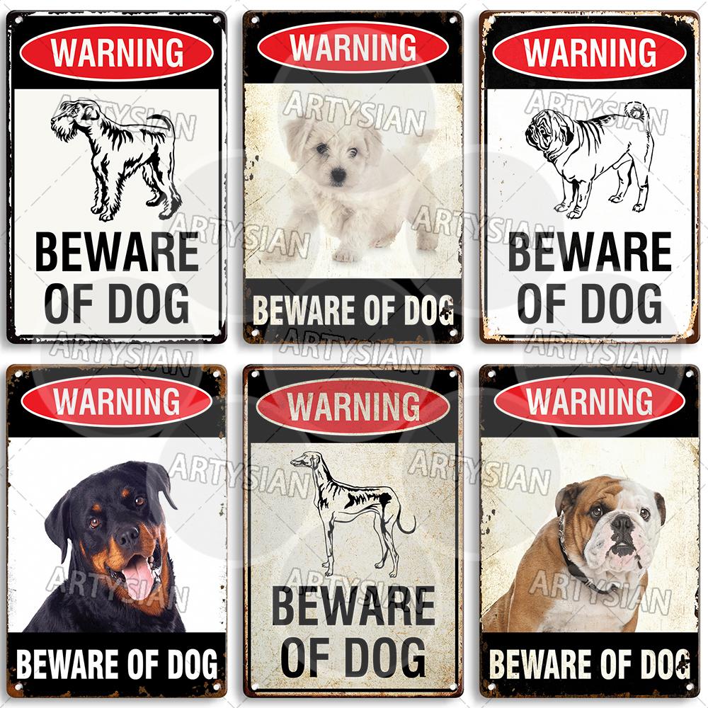 Beware Of Dogs Metal Sign Bichon Bulldog Schnauzer Pit Bull Shar Pei Chihuahua Maltese Greyhound Cairn Staffordshire Great Dane