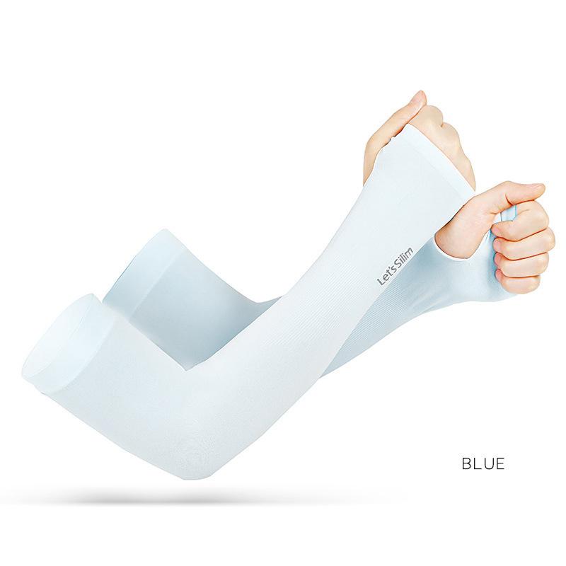 UV Solar Arm Sleeves Woman Men Cycling Fingerless Gloves Cool Muff Summer Ice Silk Elastic Arm Cover Driving Anti-Sunburn Sleeve