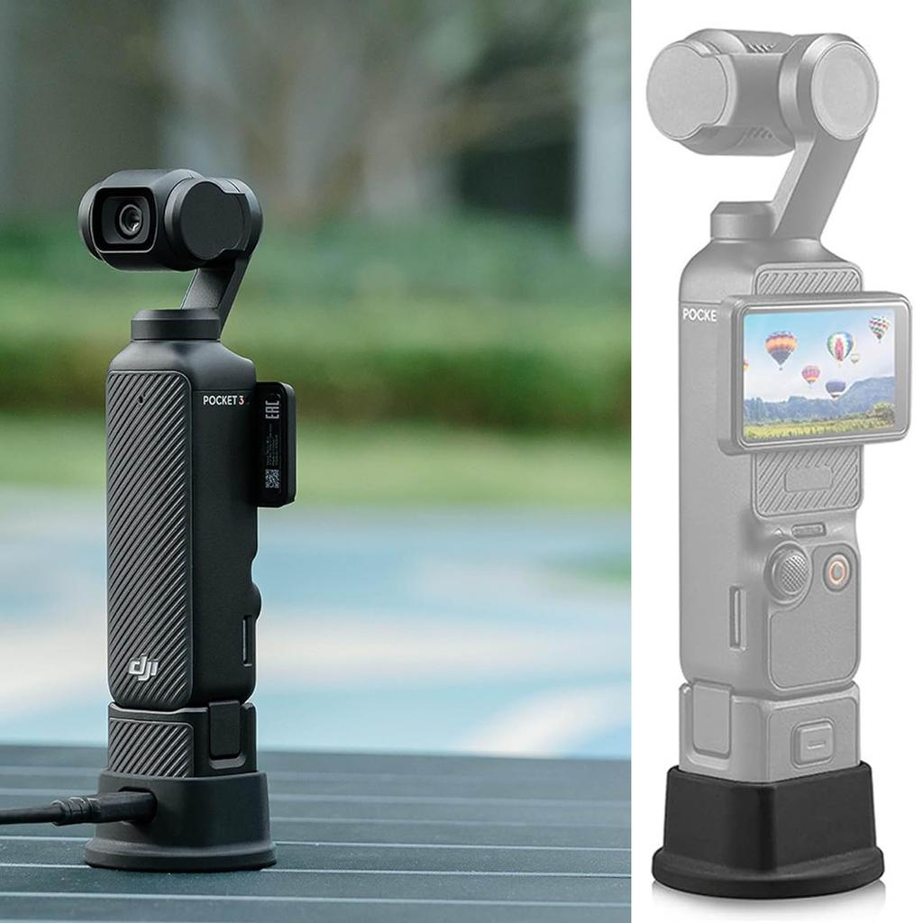 DJI Osmo Pocket 3 Anti-Slip Silicone Base | 1:1 Precision Fit Charging Dock & Quick-Release Holder for Tabletop/Travel | Non-Ski