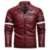 Outono Inverno Jaqueta de Couro Masculina Drive Casaco de Motocicleta Moda Bordado Couro Sintético Zíper Outwear Corta-vento À Prova de Vento