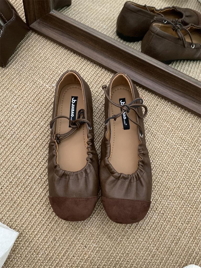 Fashion IPPEUM Mary Janes Shoes For Women PU Leather 2025 New Fashion Ballet Flats Soft Flat Ballerina Shoes