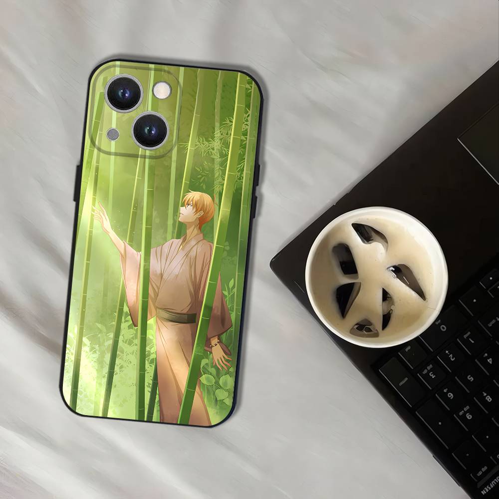 Anime Fruit Basket Phone Case For iPhone 17,16,15,14,13,12,11,Pro,XS,Max,XR,Plus,E,SE4,Mini Black Soft Cover