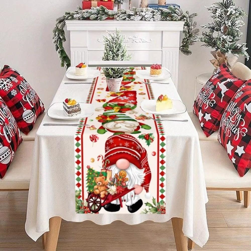 Faceless Gnome Christmas Table Runner Ornament New Year Tablecloth New Table Decor  For Home