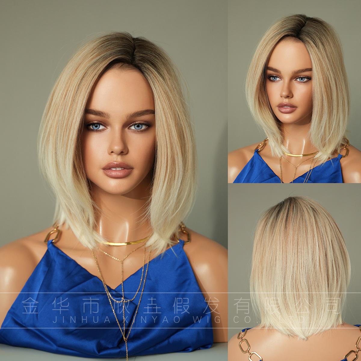 

Женский искусственный парик, волосы 31 см, коричнево-белый парик, короткий прямой парик, полное покрытие головы, розовая сетка для волос, головные уборы, украшение для красоты, парик 12.2inch 31cm коричневый