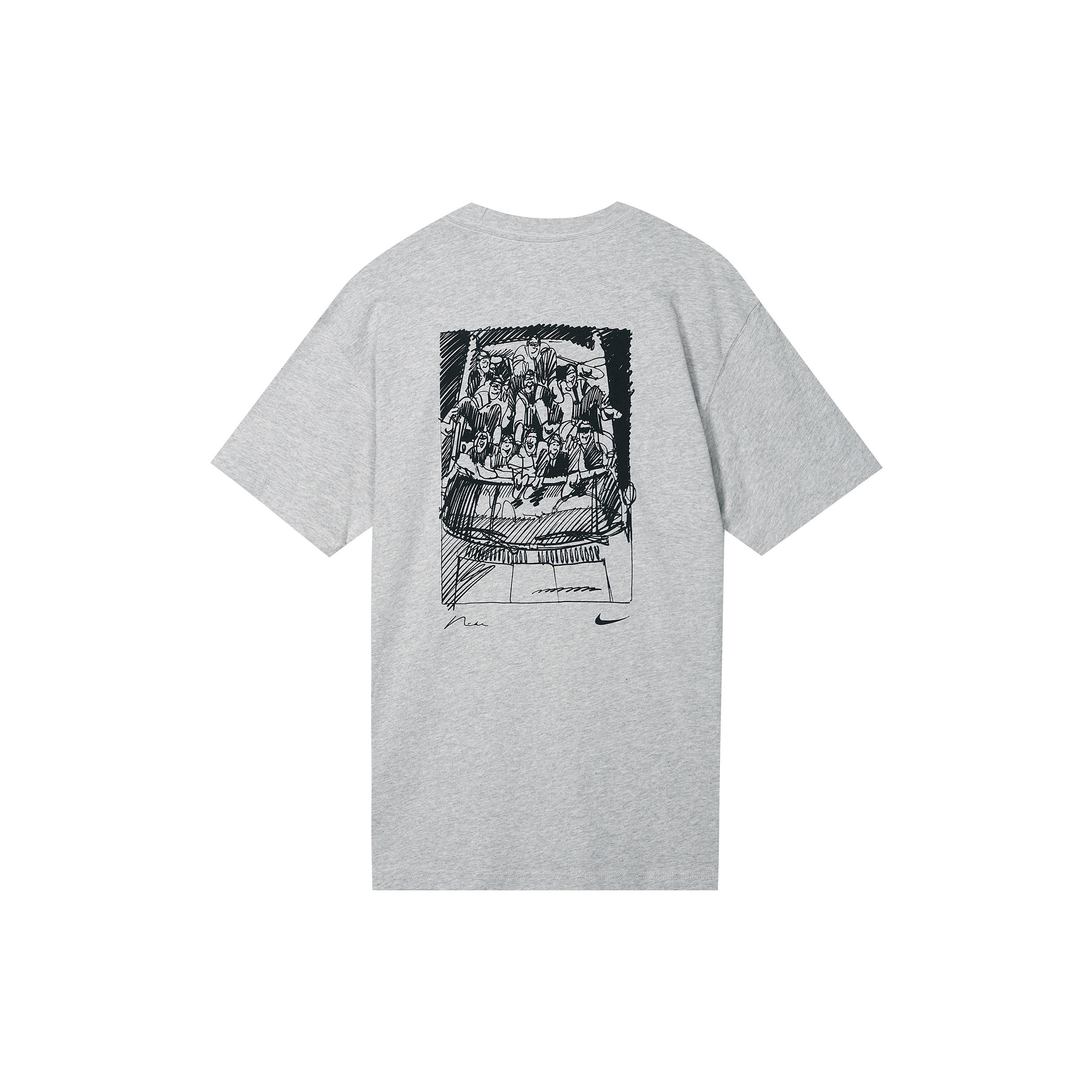 Men s Nike SB Back Graffiti Funny Pattern Printing Round Neck Short Sleeve Light Grey T-Shirt DR7768-050 L