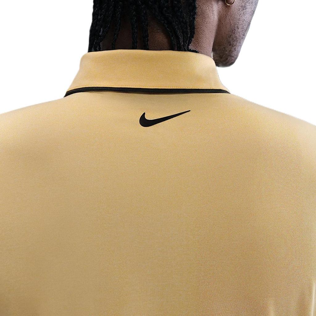 Nike Dri-Fit Swoosh SS25 Tour Series Comfortable Casual Versatile Short Sleeve Golf Shirt Men tops Yellow-Gold Black FZ7497-795