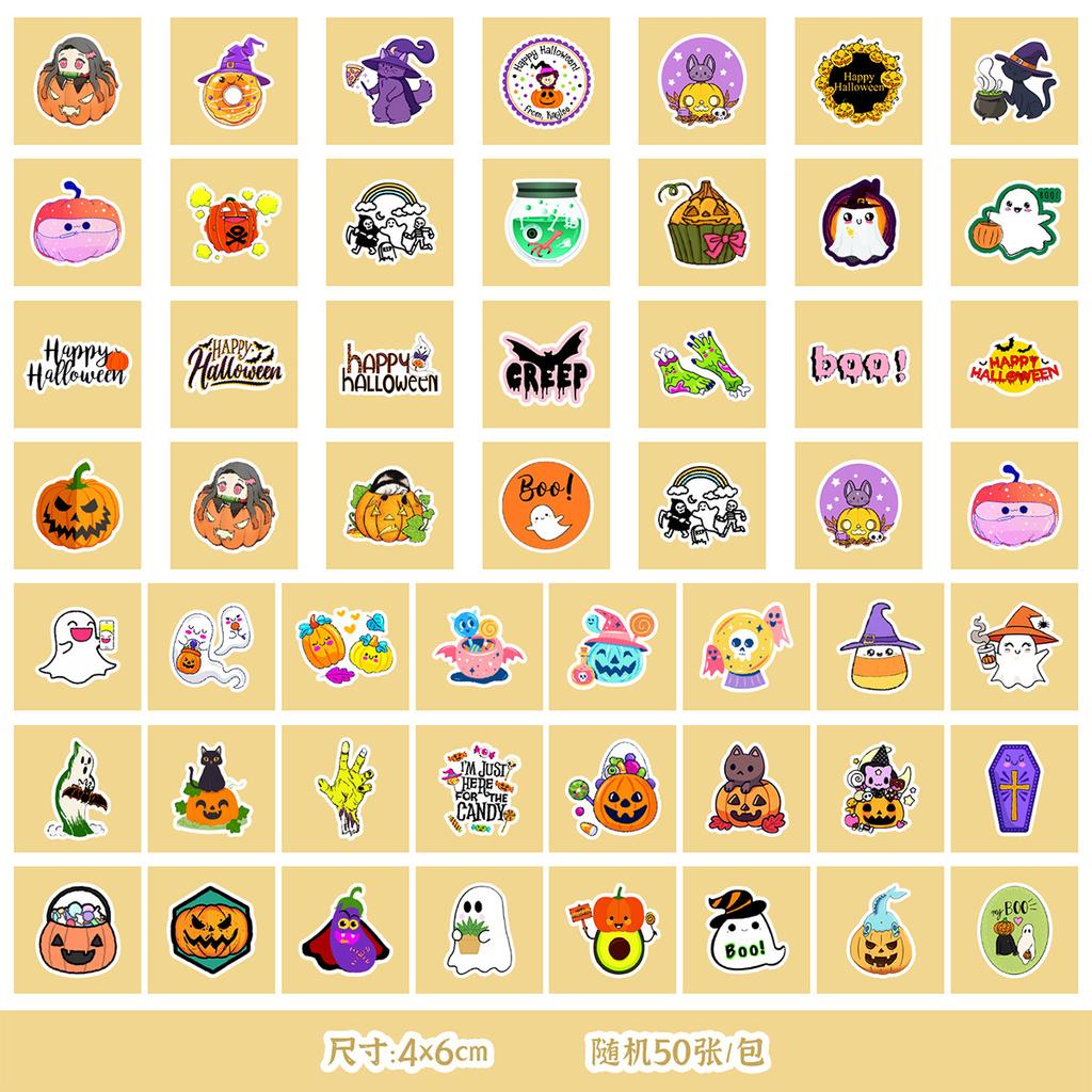 50/100 Halloween Stickers Mobile Ticket Waterproof Decorative Stickers Children's DIY Hand Account Stickers