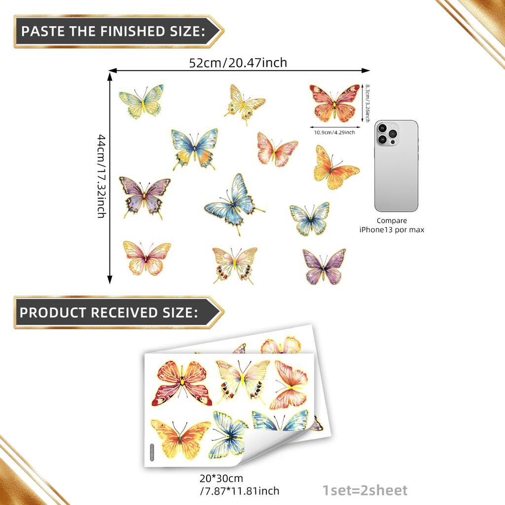 Tj11000 Creative Cute Multi-Colored Butterfly Wall Sticker Beautify Decoration Living Room Bedroom Background Self-Adhesive Wall Sticker