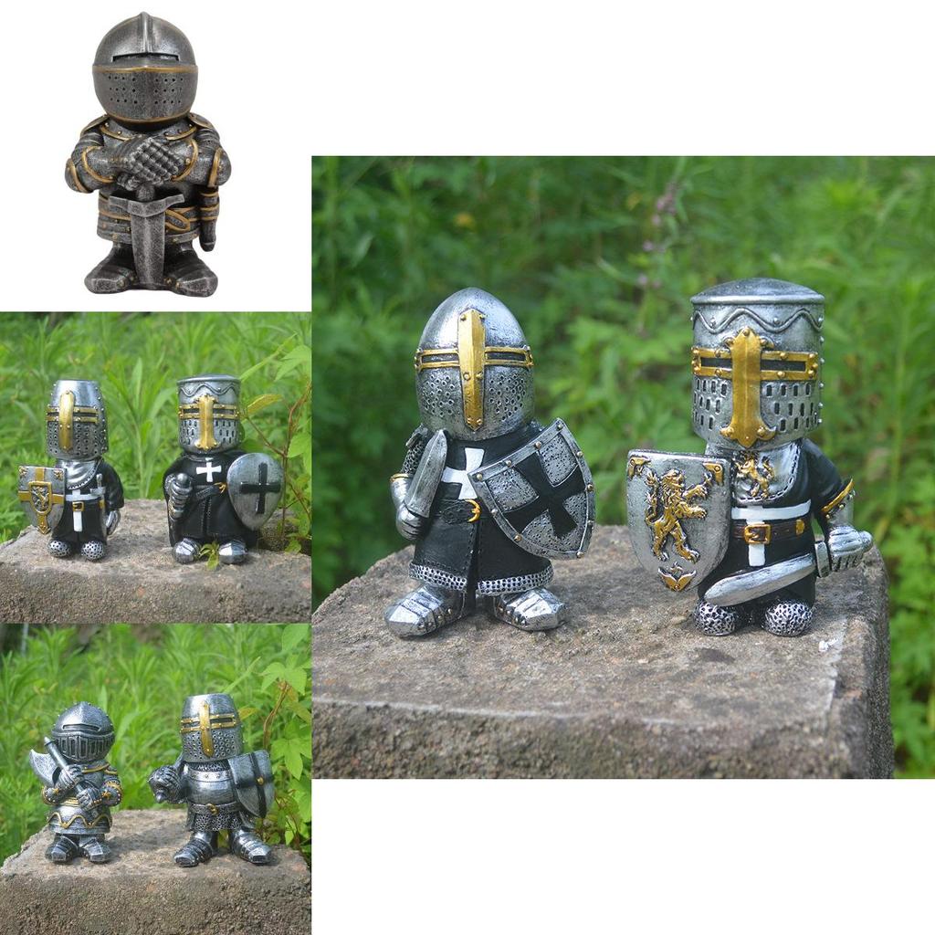 Medieval War Resin Crafts Miniature Gnome Knight Sculpture Decorative Figurine For Home And Garden Display
