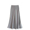 Gonna Midi Slimming a Vita Alta in Raso Acetato Seta Liscia a Mezza Gonna Primavera/estate Avvolgente Glutei Coda di Pesce A-line Gonna Lunga