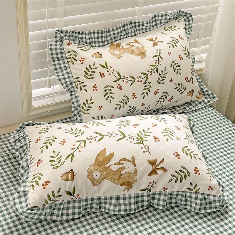 2pcs Soft and Comfortable Yarn Floral Lace Pillowcases | Plant Flower Print, Suitable for Bedroom Bedding Pillow Core Cover