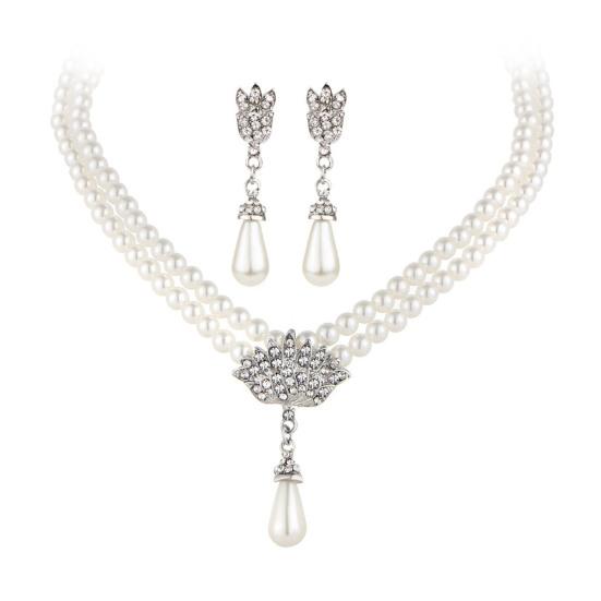Royal Style Princess Imitation Pearl Teardrop hänge Elegant halsband örhängen