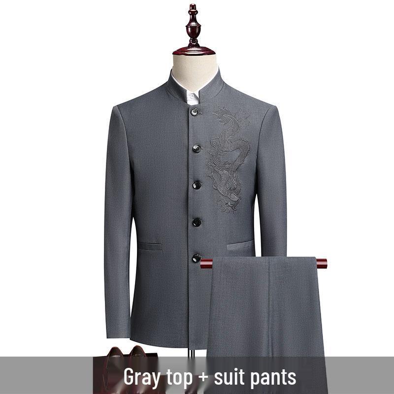 Noble Dragon Zhongshan Suit - Men's High-End Chinese Wedding & Formal Wear