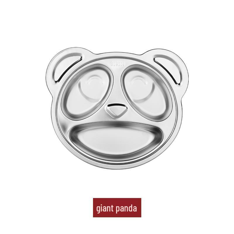 Creative 304 Stainless Steel Children's Divided Plate - Cartoon Anti-fall Design for Kindergarten and Baby Tableware.