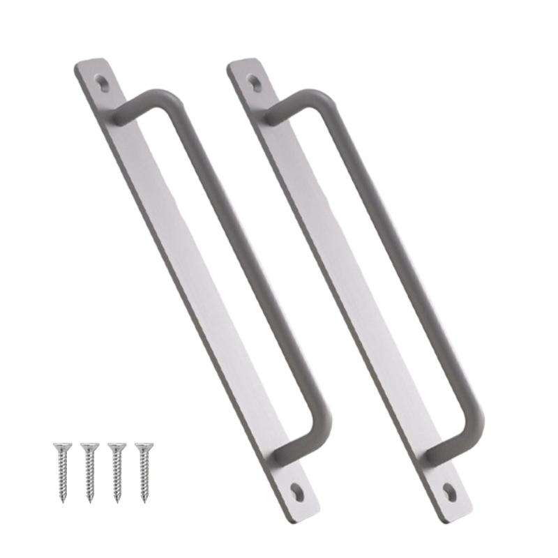 Balení 2 praktických posuvných dveřních klik s roztečí otvorů z hliníkové slitiny s montážními šrouby pro vnitřní i venkovní použití