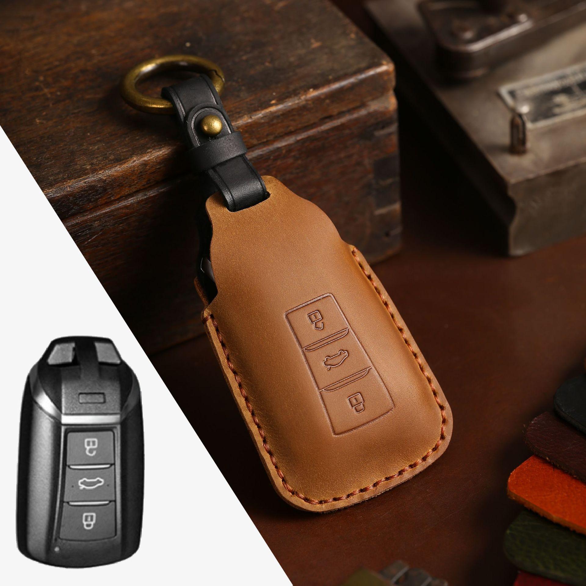 

Suitable for Dongfeng Fengshen key cover, Yixuan Ax7 Fengshen A high-quality mad horse leather car key cover коричневый
