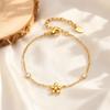 Dainty Zircon Flower Bracelet for Women,Gold Color Floral Stainless Steel Bracelets,New Trendy Jewelry Gift