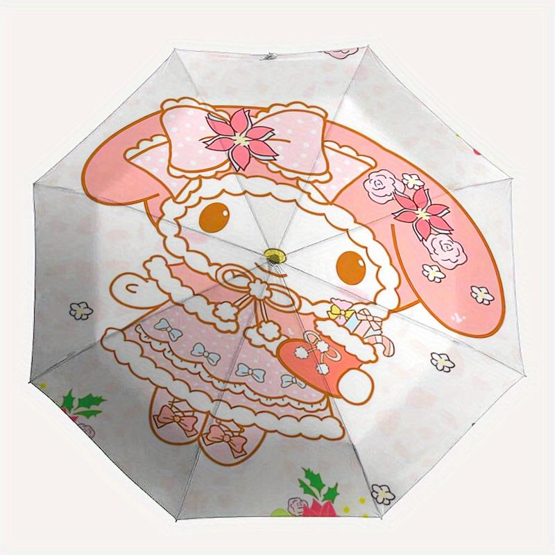 My Melody,Winter Wonderland Automatic Folding Umbrella-Simple 8-Rib Design, Bright Cartoon Pattern, Durable Iron Frame, Suitable For Travel,