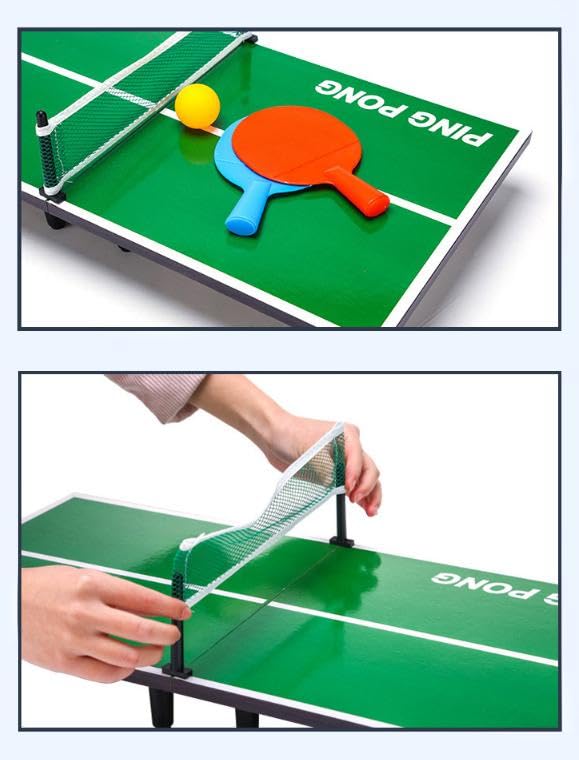 Mini Table Tennis Home Includes and Set, Wooden, Use, Children's, Rackets, Balls, Table, Net.