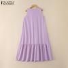 ZANZEA Women Summer Round Neck Loose Casual Sleeveless Dress
