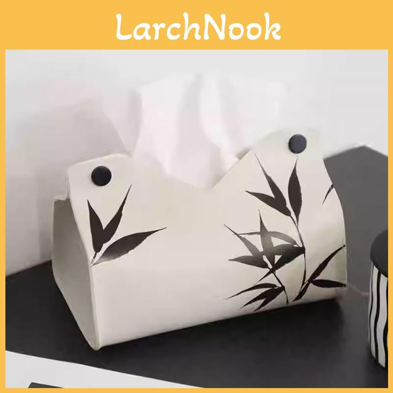 Modern Bamboo Leaf Ink Tissue Holder With Design For Home And Hotel Use