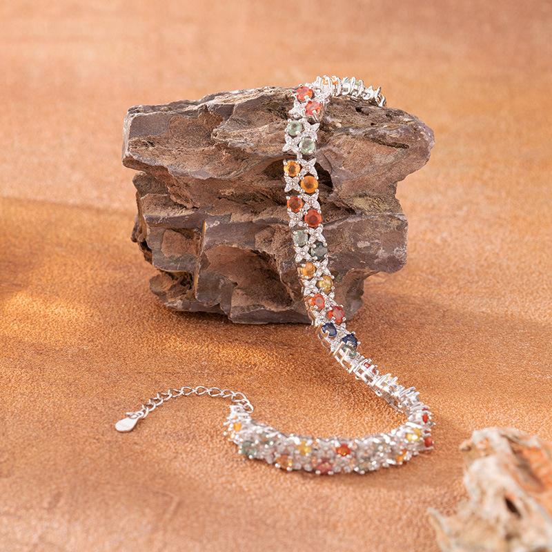 Natural Color Sapphire Bracelet Women'S S925 Sterling Silver Color Treasure Jewelry Xiaohongshu Wechat Channels