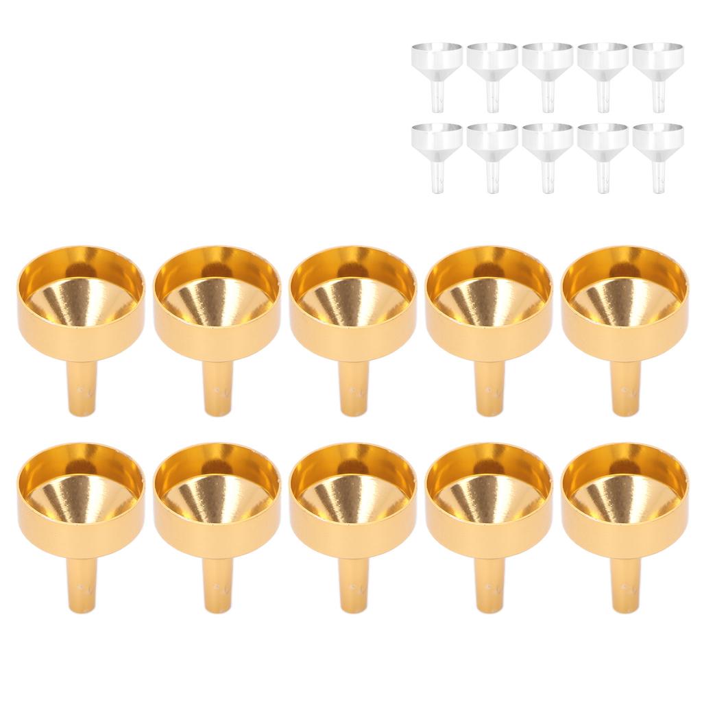 10 stk metall liten trakt aluminiumslegering trakt for å fylle flasker og overføre kosmetikk P