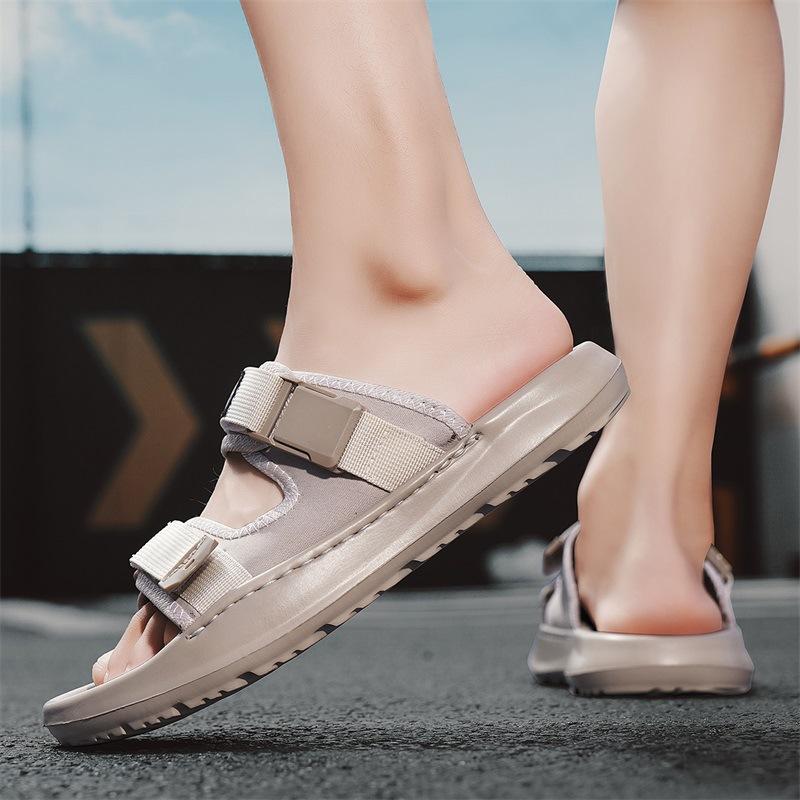 

Сандалі чоловічі літні повсякденні з відкритим носком пляжне взуття чоловічі вуличні приморські тайські м які підошви нековзні зовнішні сандалі взуття 44 хакі