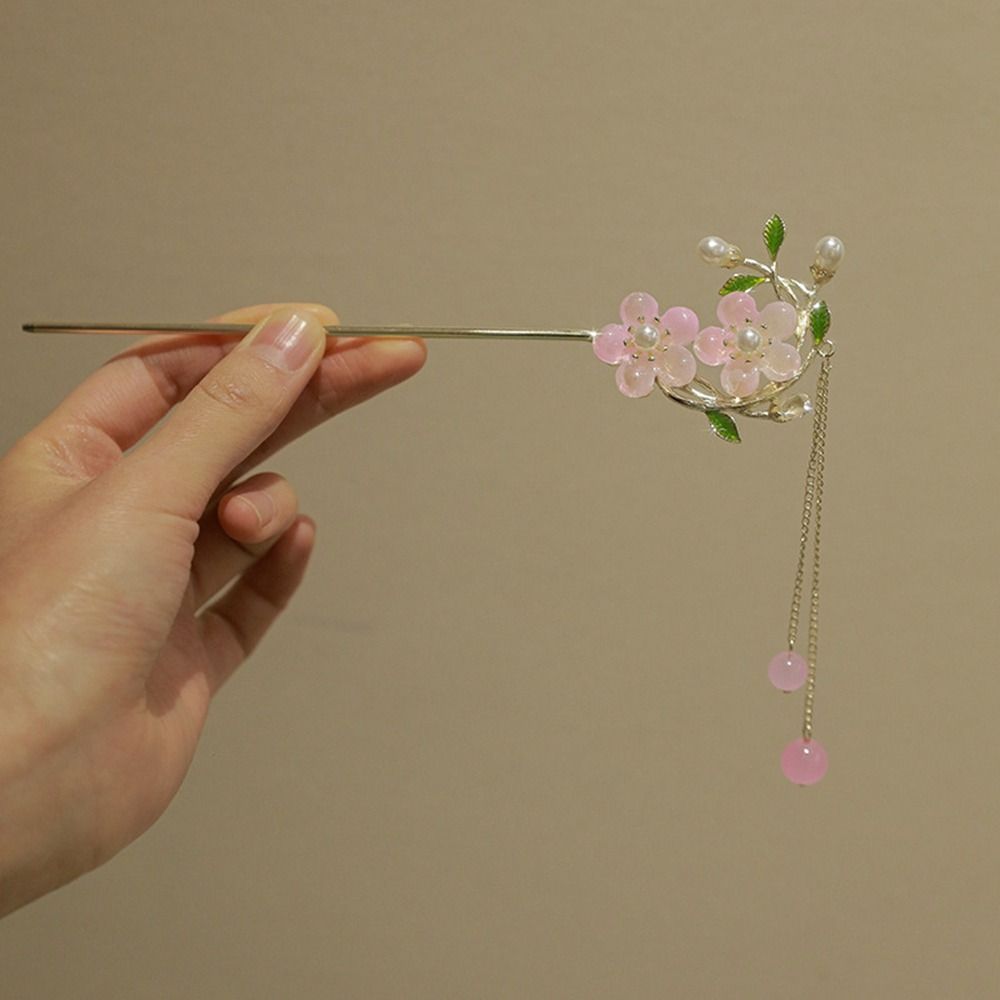 Cheongsam Flower Pearl Metal Hairpin Chinese Style Headwear Ancient Style Hairpin Hanfu Hair Sticks