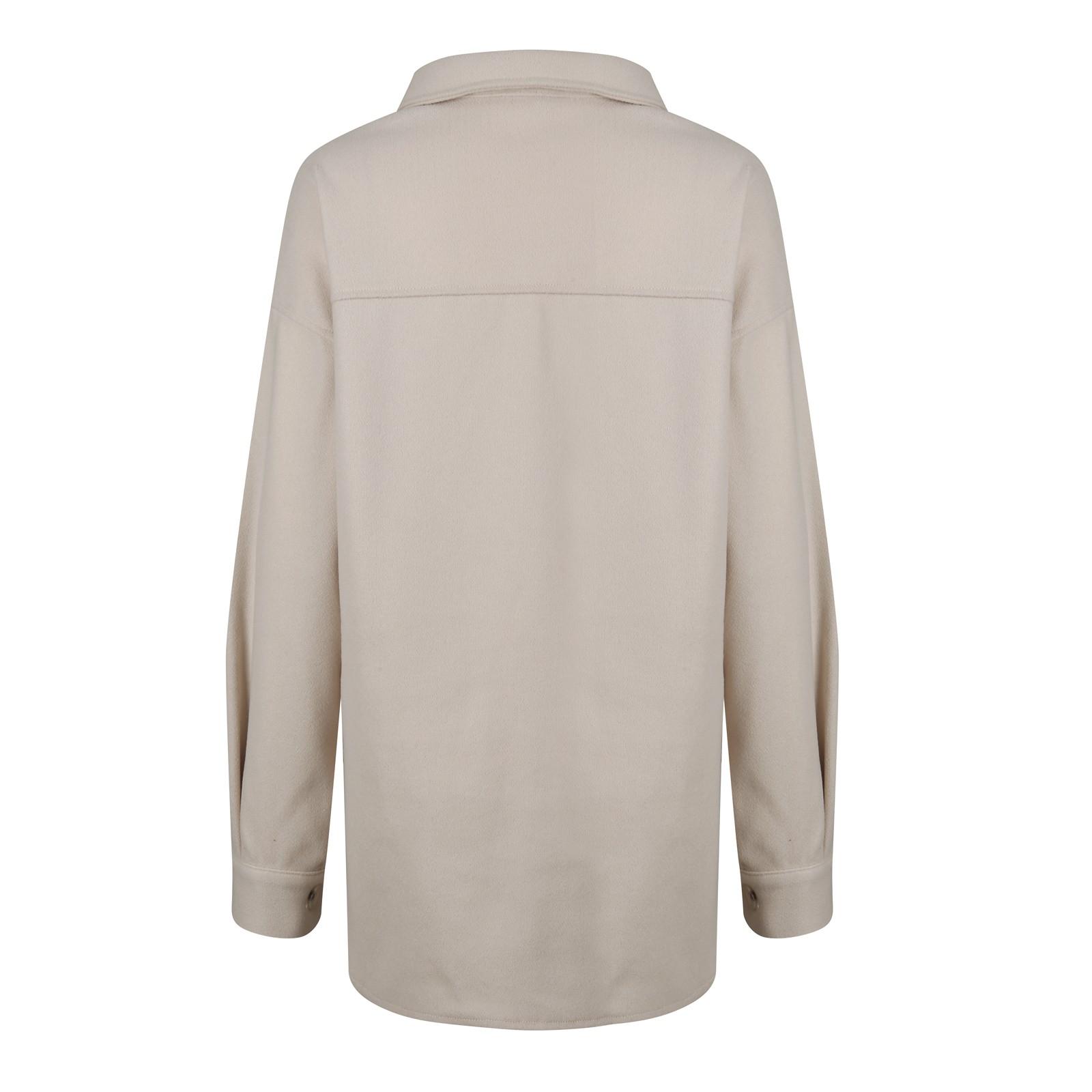 Женская модная однобортная рубашка с длинным рукавом и карманом — фото 9