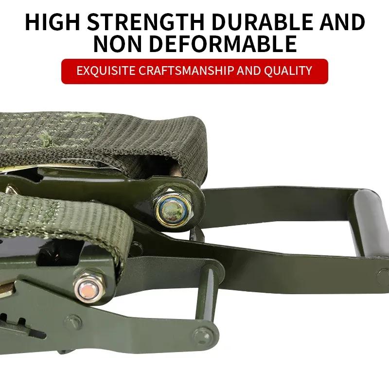 Military Green Truck Rope Tightener Ratchet Cargo Aircraft Strap Car Fixing Thickened Binding Device for Secure Fastening