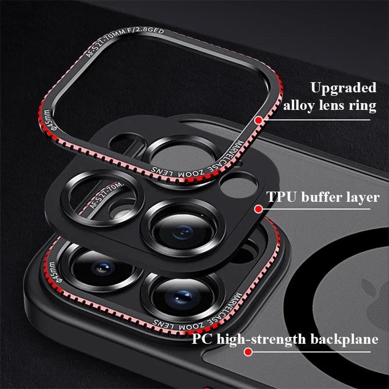 Luxusní matné magnetické čiré pouzdro Bumper pro iPhone 15 14 13 12 Pro Max Plus Magsafe Wireless Charge Full Lens Protection Cover