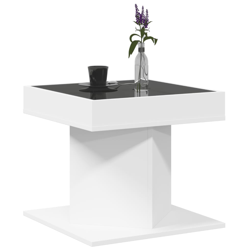 LED Coffee Table White 50 x 50 x 45 cm Engineered Wood