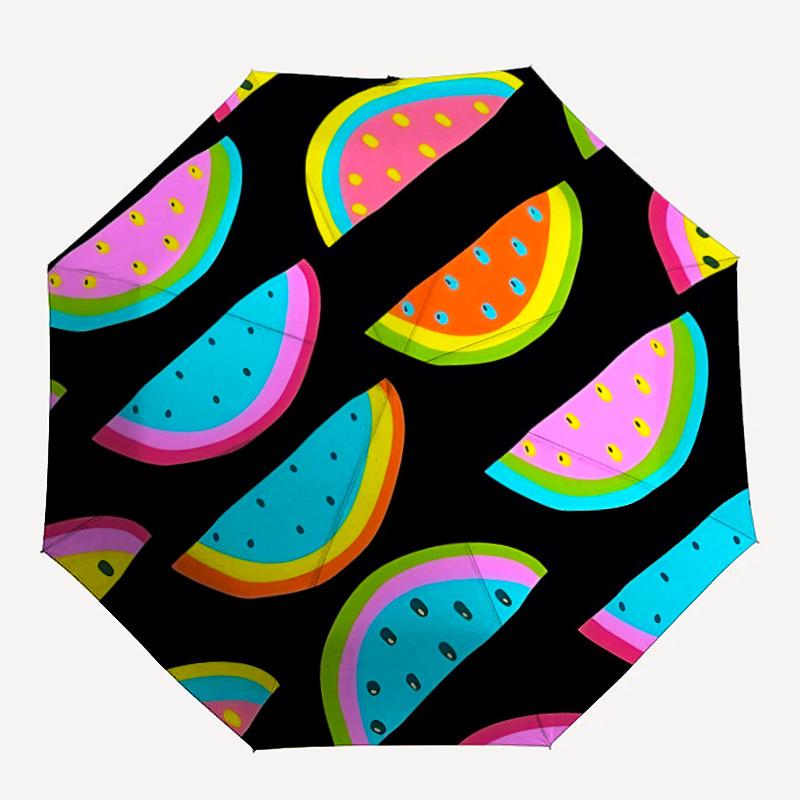 1pc Watermelon slices pattern Automatic Folding Umbrella - Portable Collapsible Design, 8-Rib Iron Frame, Durable Fabric yy251125083