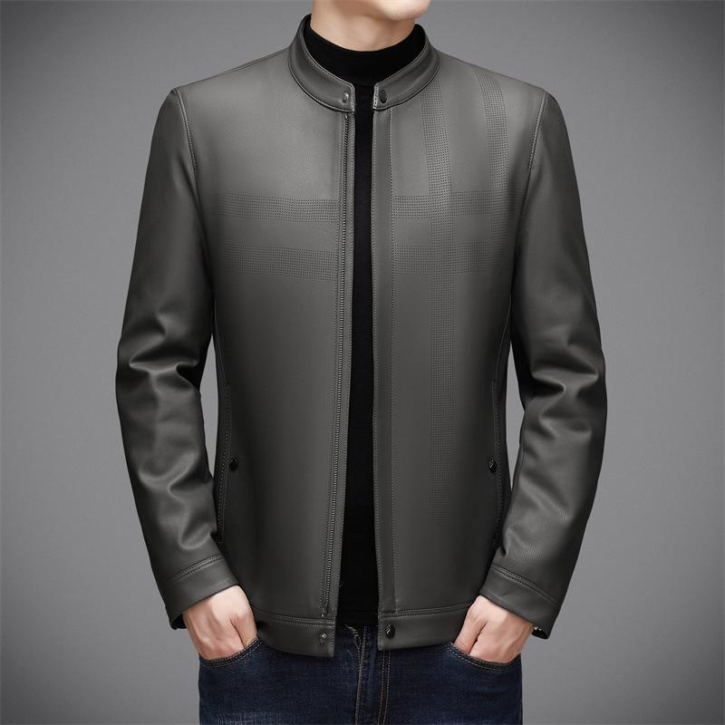 

Новая дышащая мужская куртка из мягкой овчины с воротником-стойкой, с принтом в горошек, для молодежи и среднего возраста, деловая повседневная куртка 195