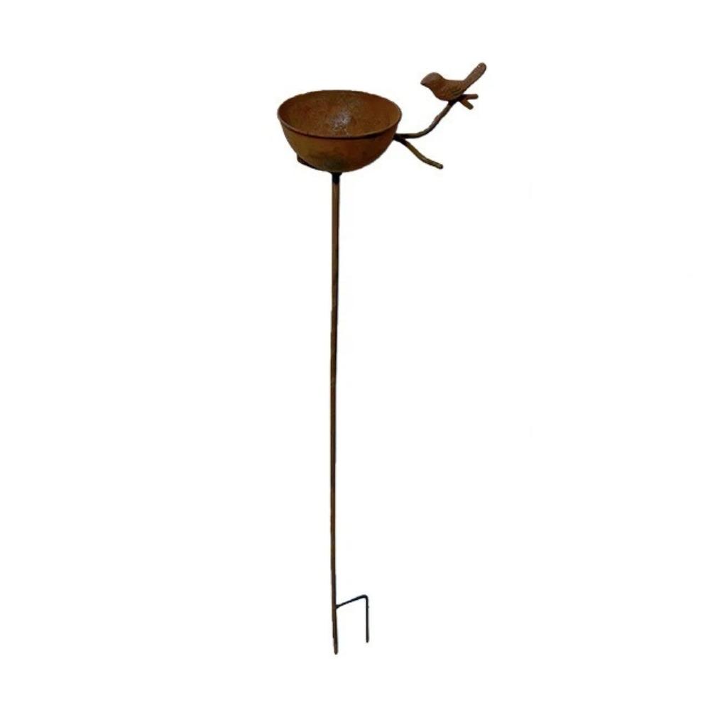 

Vintage Weathered Rusty Metal Bird Feeder Rusted Iron Rain Collectors Yard Lawn коричневый