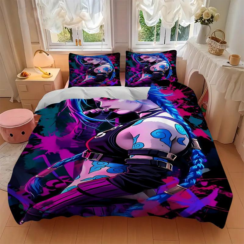 3pcs Jinx Home Decor Bedding Set-Universal Three-Piece Suit for Bedroom, Guest Room, Living Room, Hotel-Perfect Gift for Fans, Travelers, Da