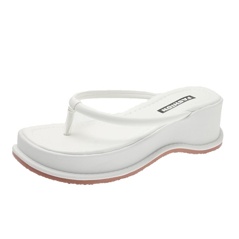 Muffin thick-bottomed toe flip-flops female 2024 new fairy style fashion trend sandals niche beach mops