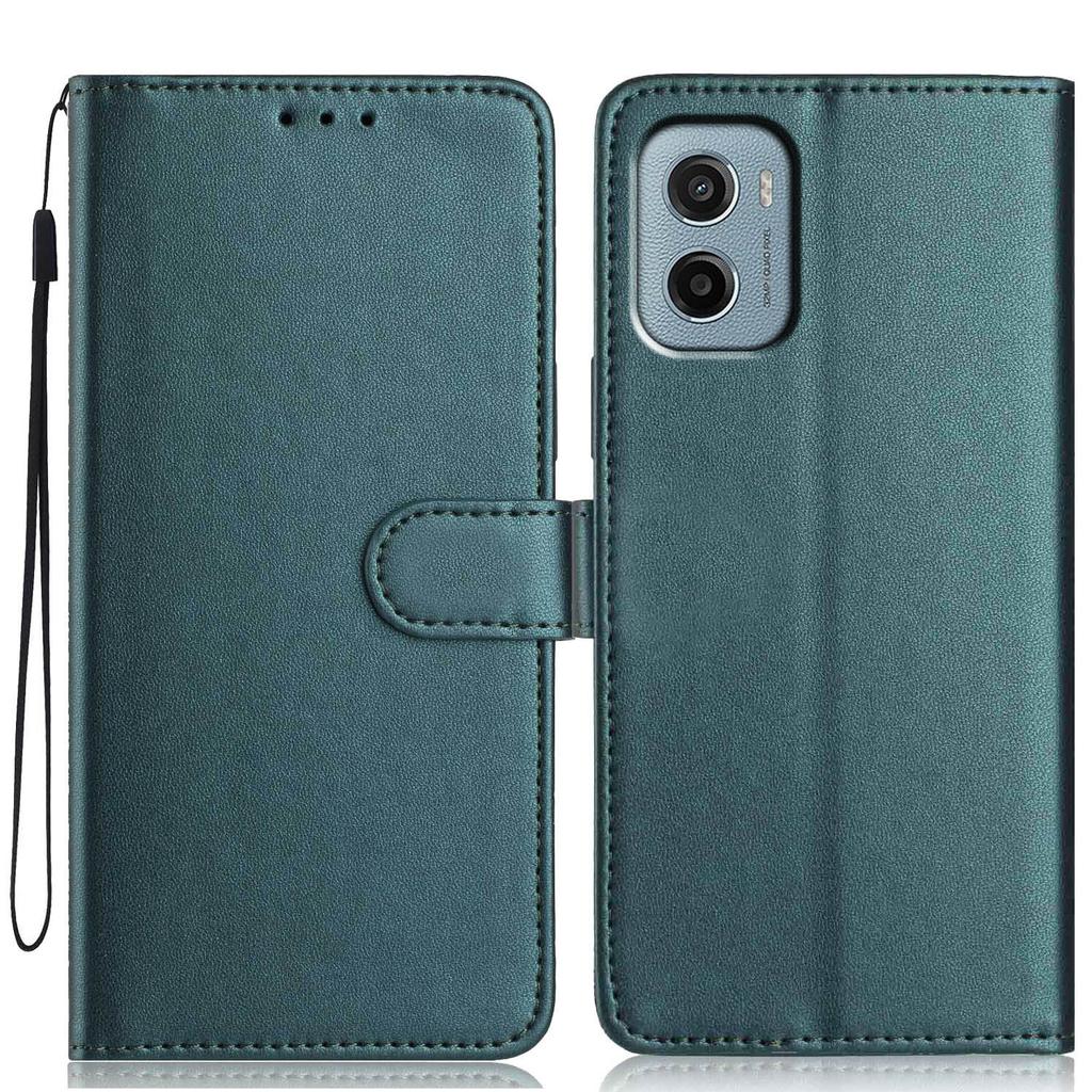 For Motorola Moto G05 4G/E15 4G Wallet Case with Strap/Multiple Card Slots Solid Color Leather Stand Phone Cover